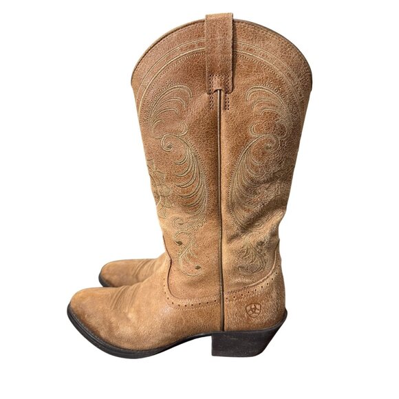Ariat Women's Heritage Suede Western Cowboy Boots Light Brown Tan Size 6.5B - Picture 2 of 8